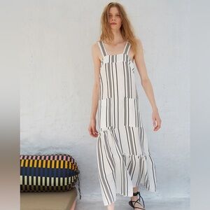 Apiece Apart Silk Linen Blend Maxi Dress Striped - Sz Small